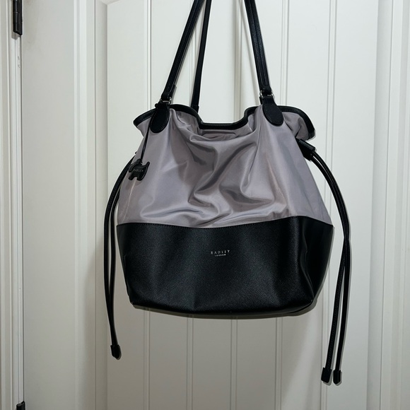Radley London Dane Park Grey with Black Tote Purse Bag Drawstring - Picture 7 of 9